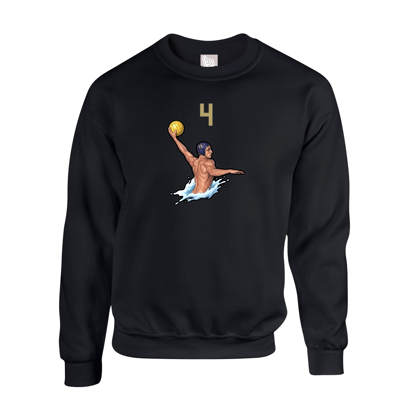 Fleece Crew — Number Top in Black