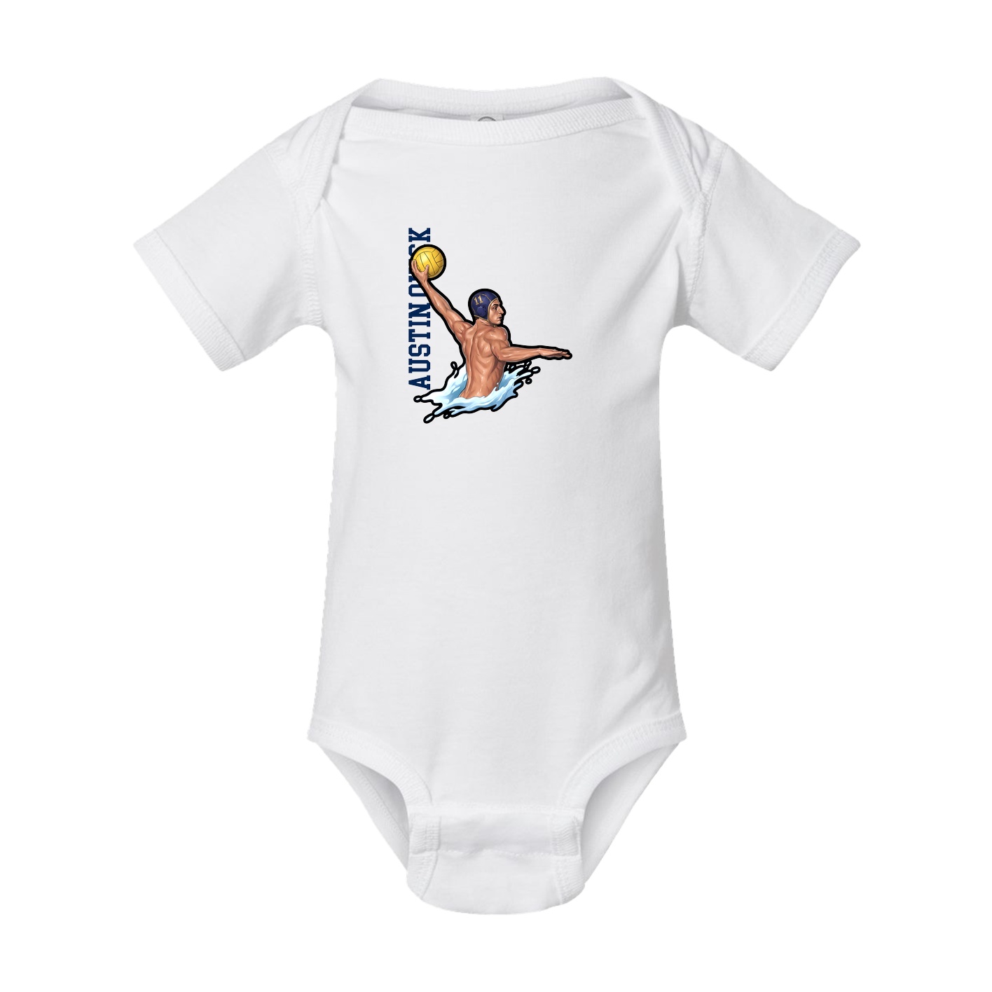 Baby Onesie — Name Vertical in White