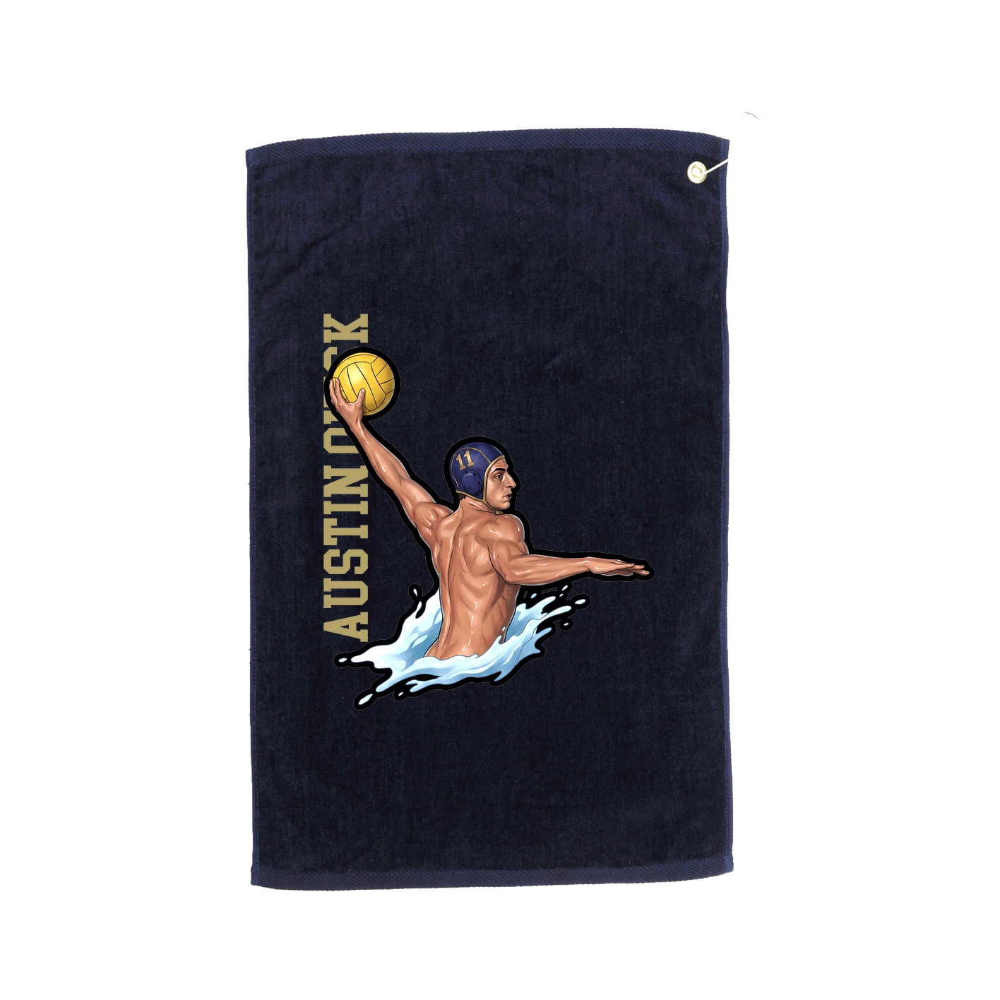 Golf Towel — Name Vertical in Navy