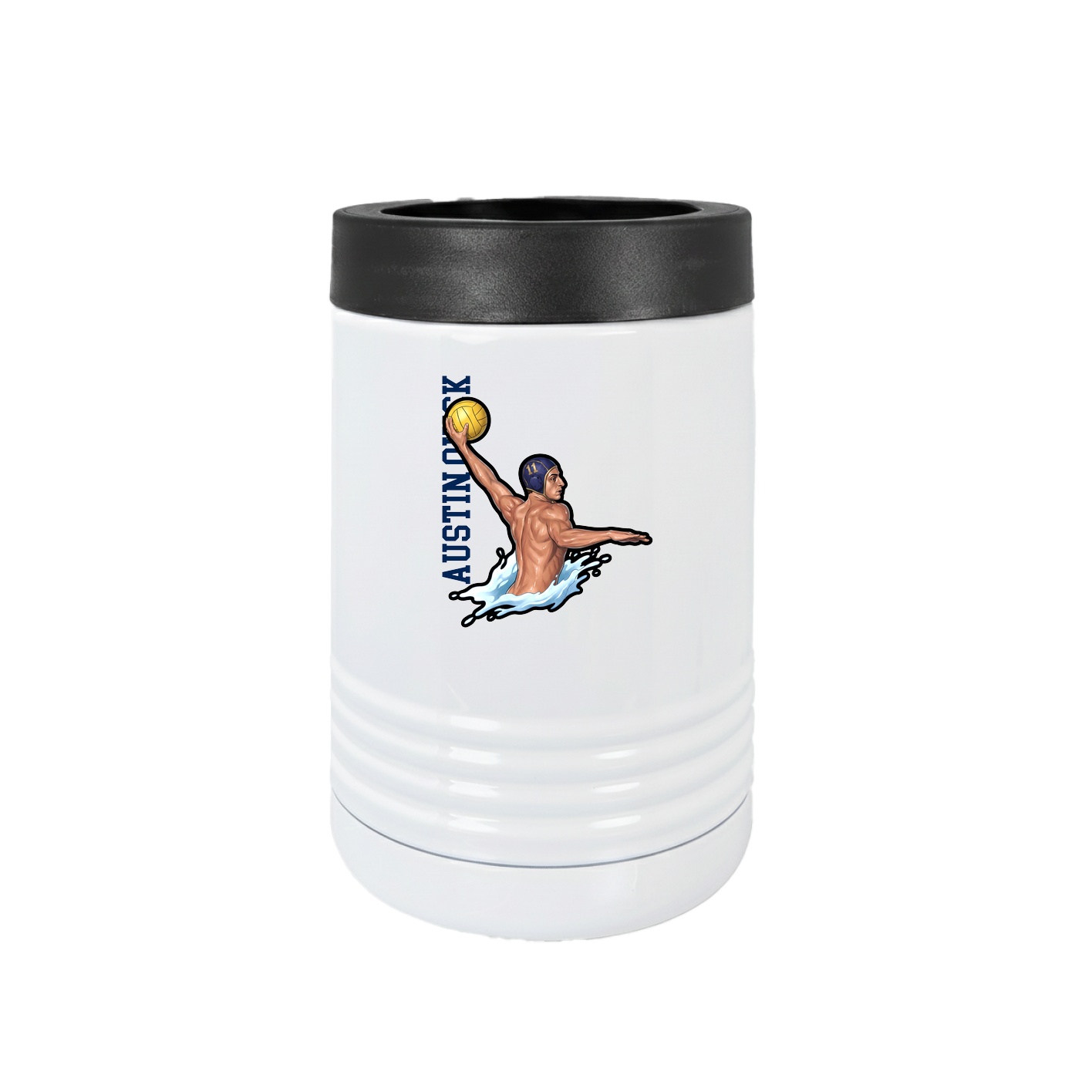 Beverage Holder — Name Vertical in White