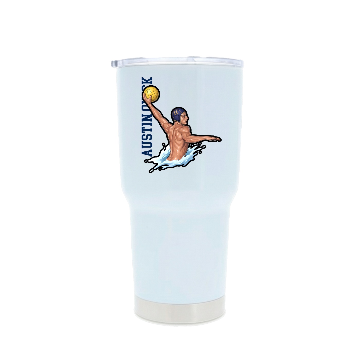 30oz Stainless Steel Tumbler — Name Vertical in White