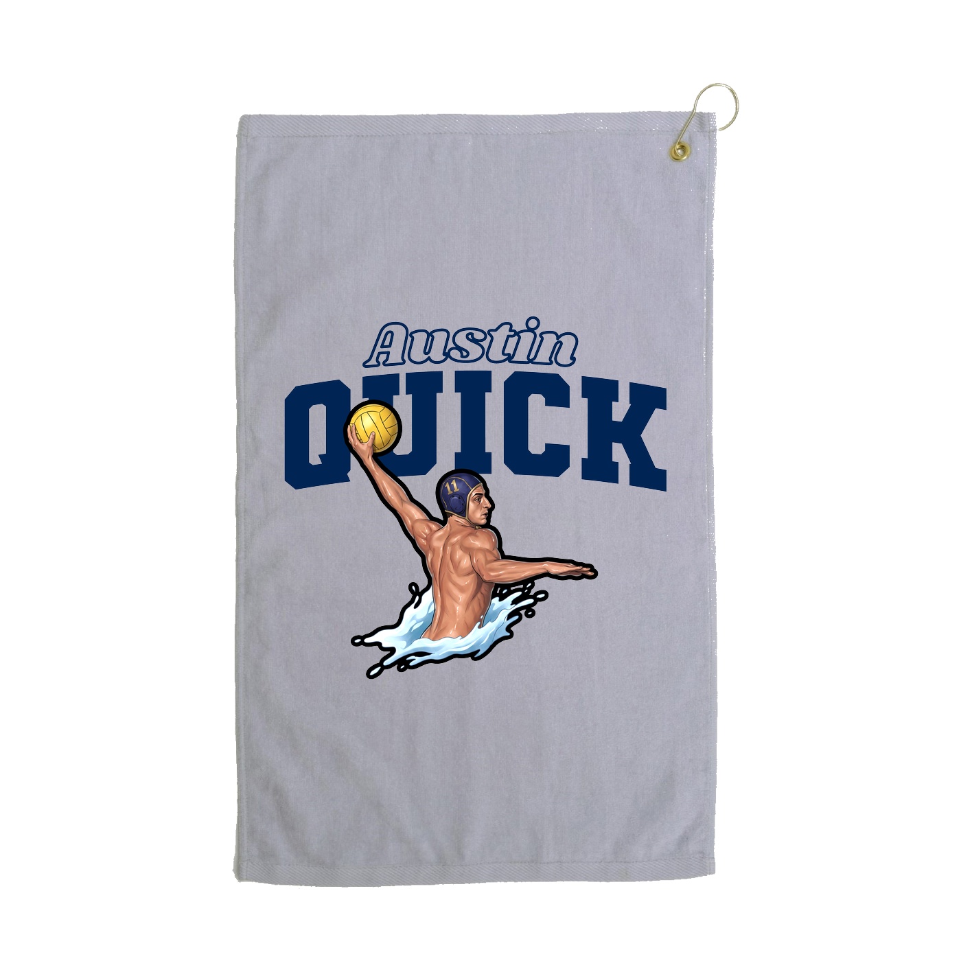 Golf Towel — Name Arch in Grey