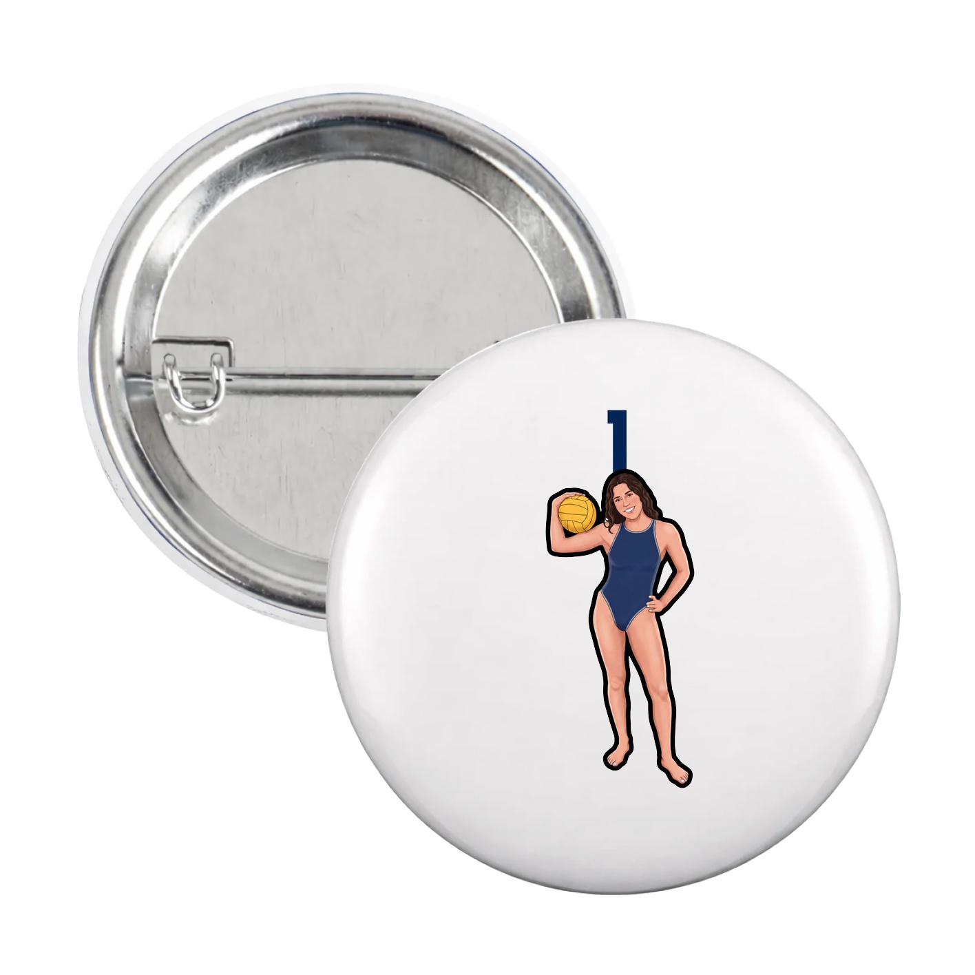 Game Day Button — Number Top in White
