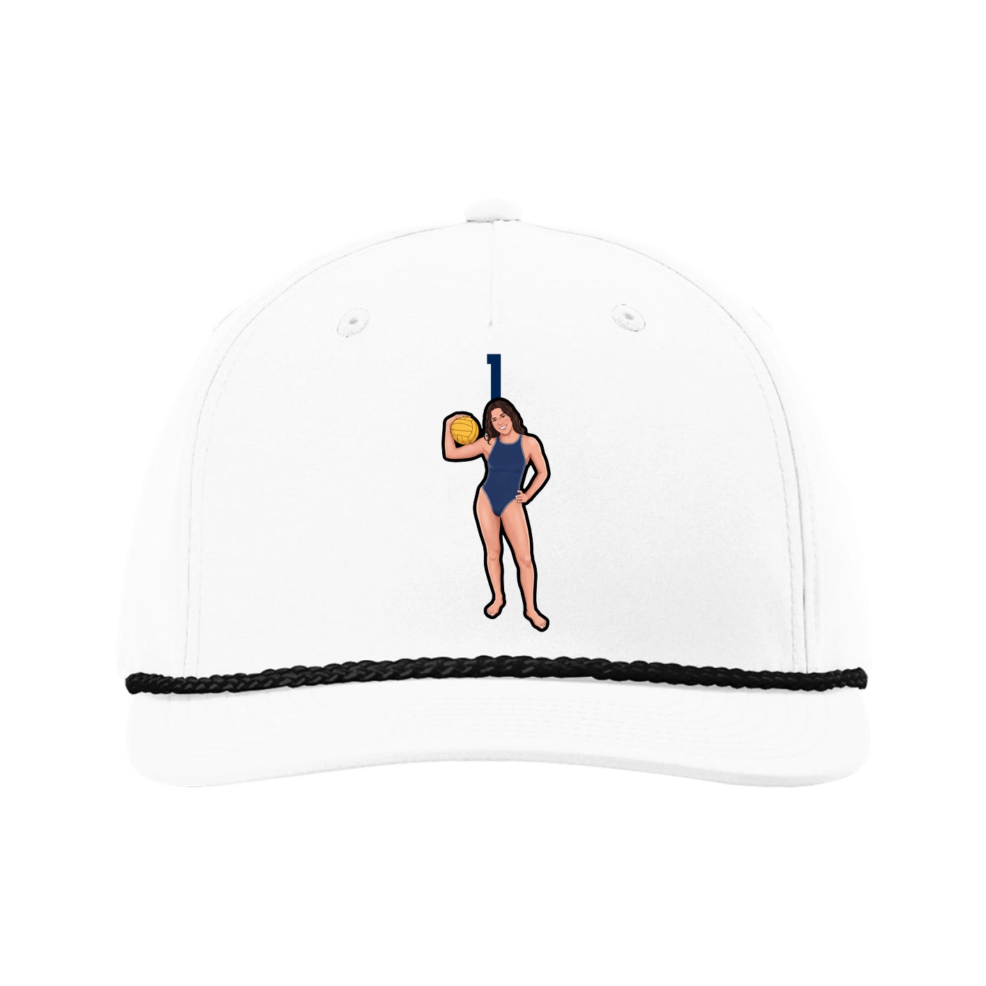 Five-Panel Classic Rope Cap — Number Top in White