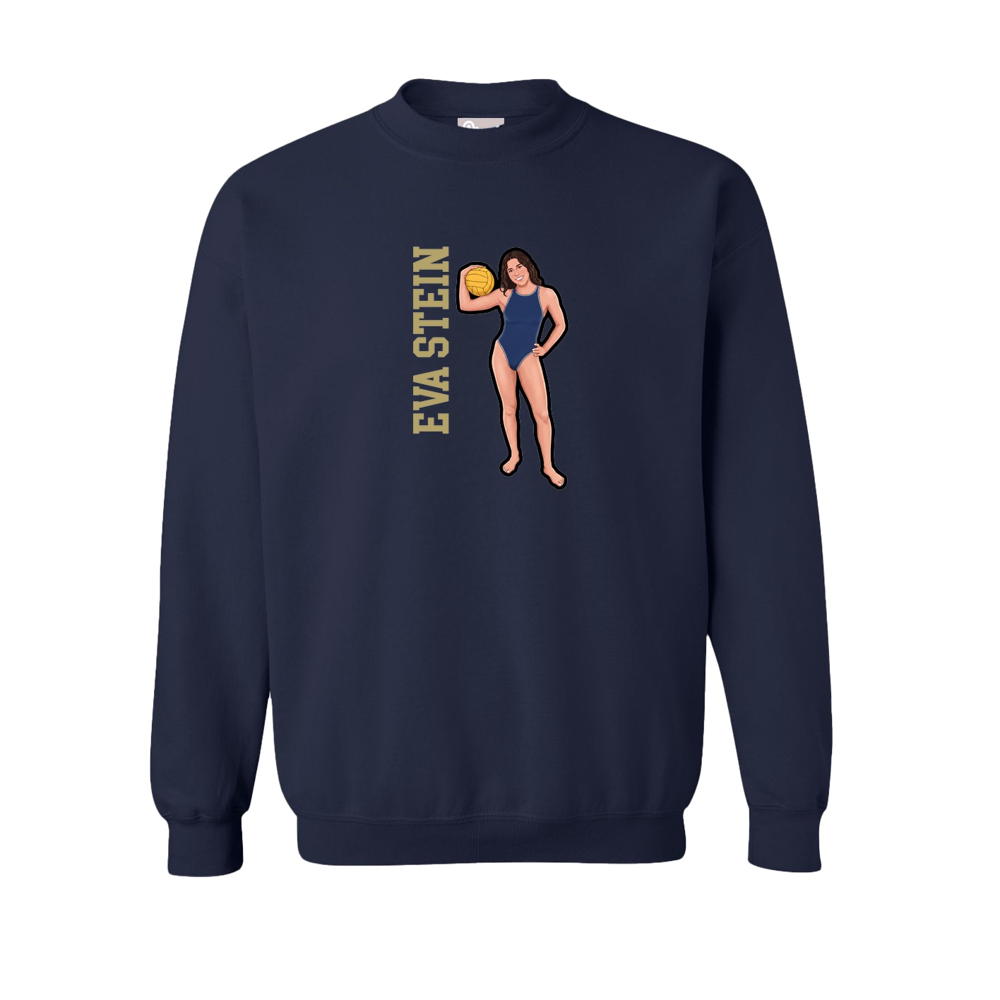 Fleece Crew — Name Vertical in Navy