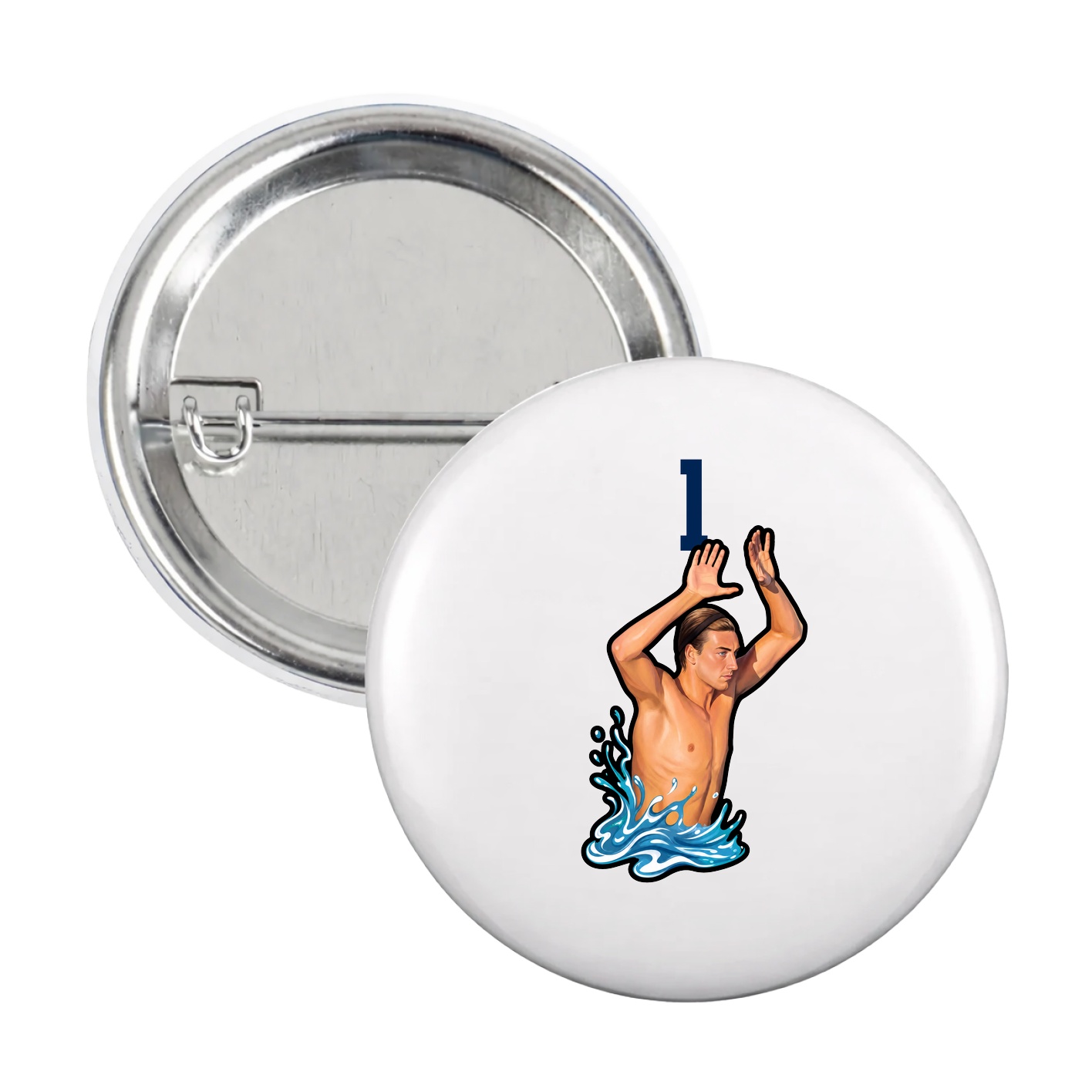 Game Day Button — Number Top in White