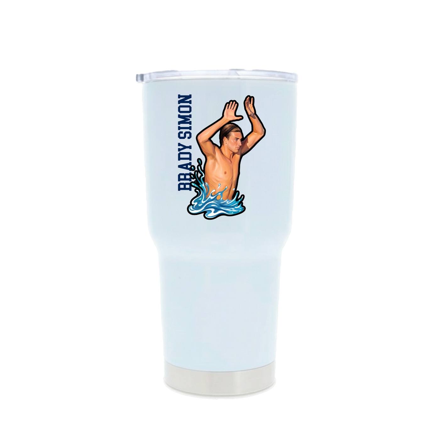 30oz Stainless Steel Tumbler — Name Vertical in White