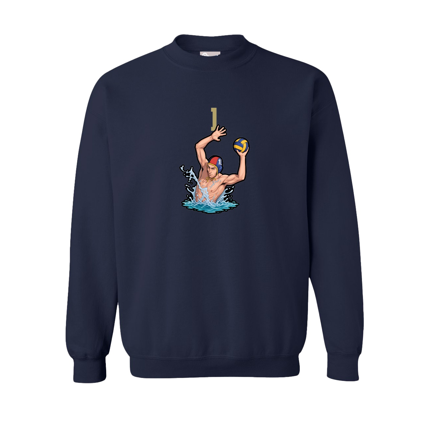 Fleece Crew — Number Top in Navy