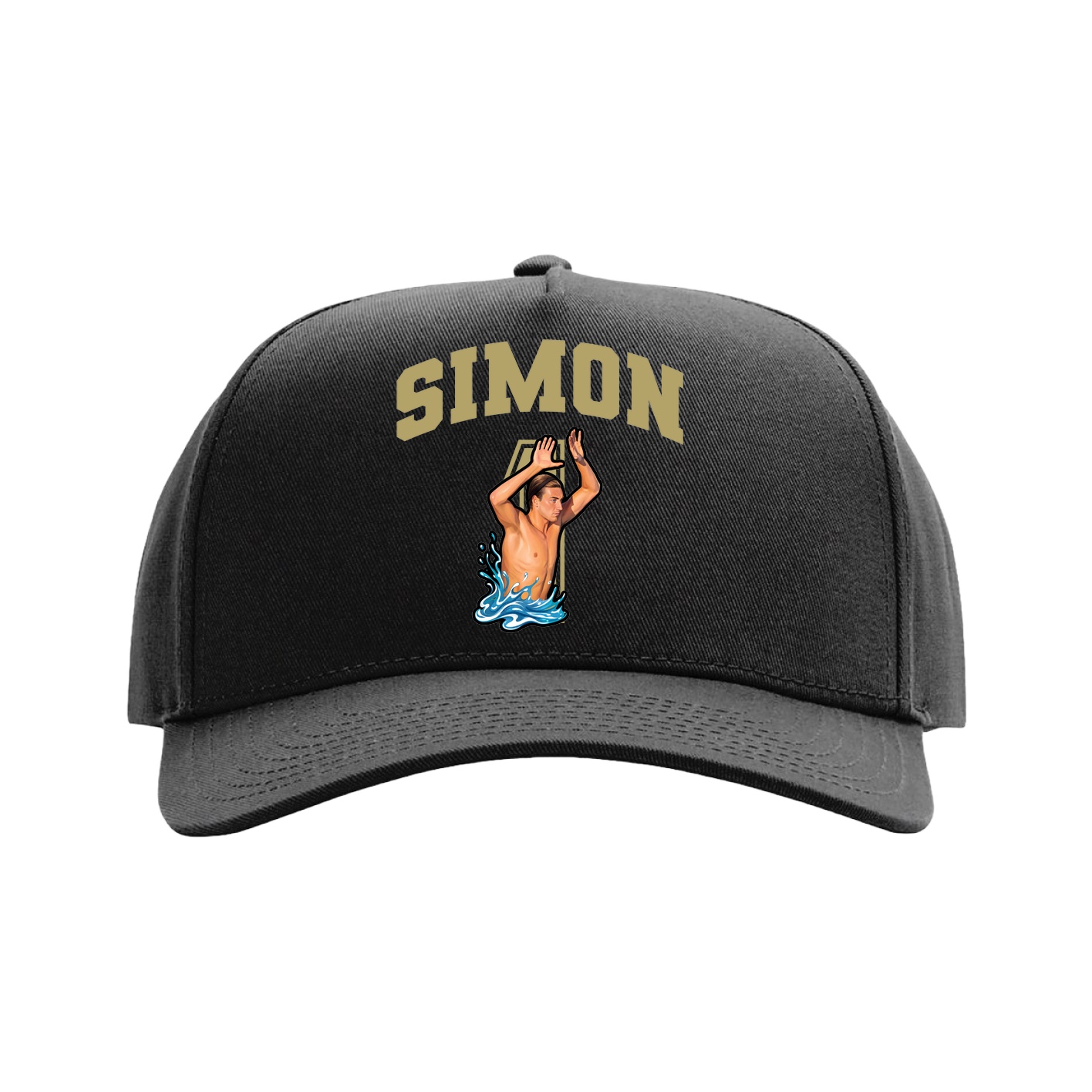 Full Fabric Five-Panel Champ Cap — Number in Black