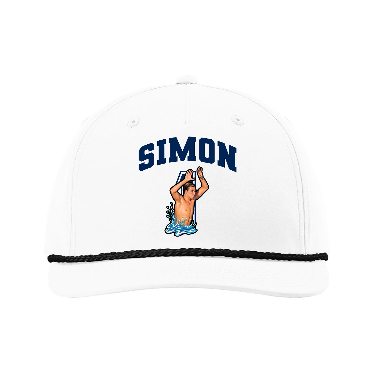 Five-Panel Classic Rope Cap — Number in White
