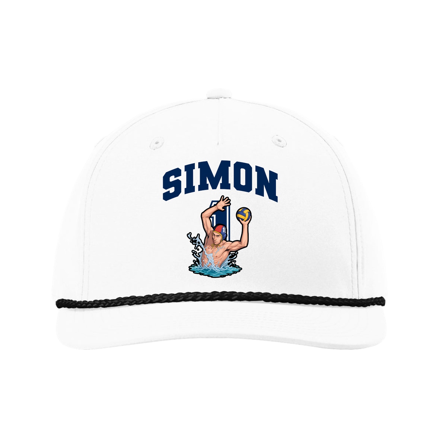 Five-Panel Classic Rope Cap — Number in White