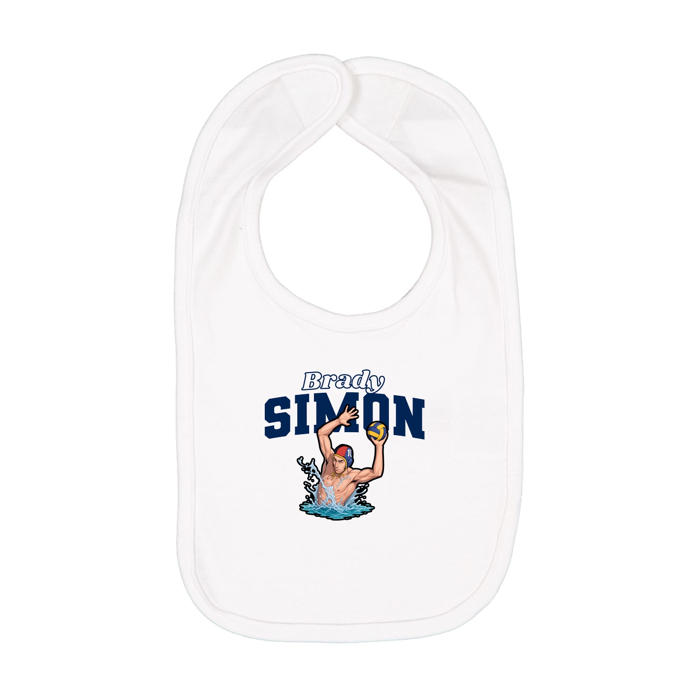 Infant Bib — Name Arch in White