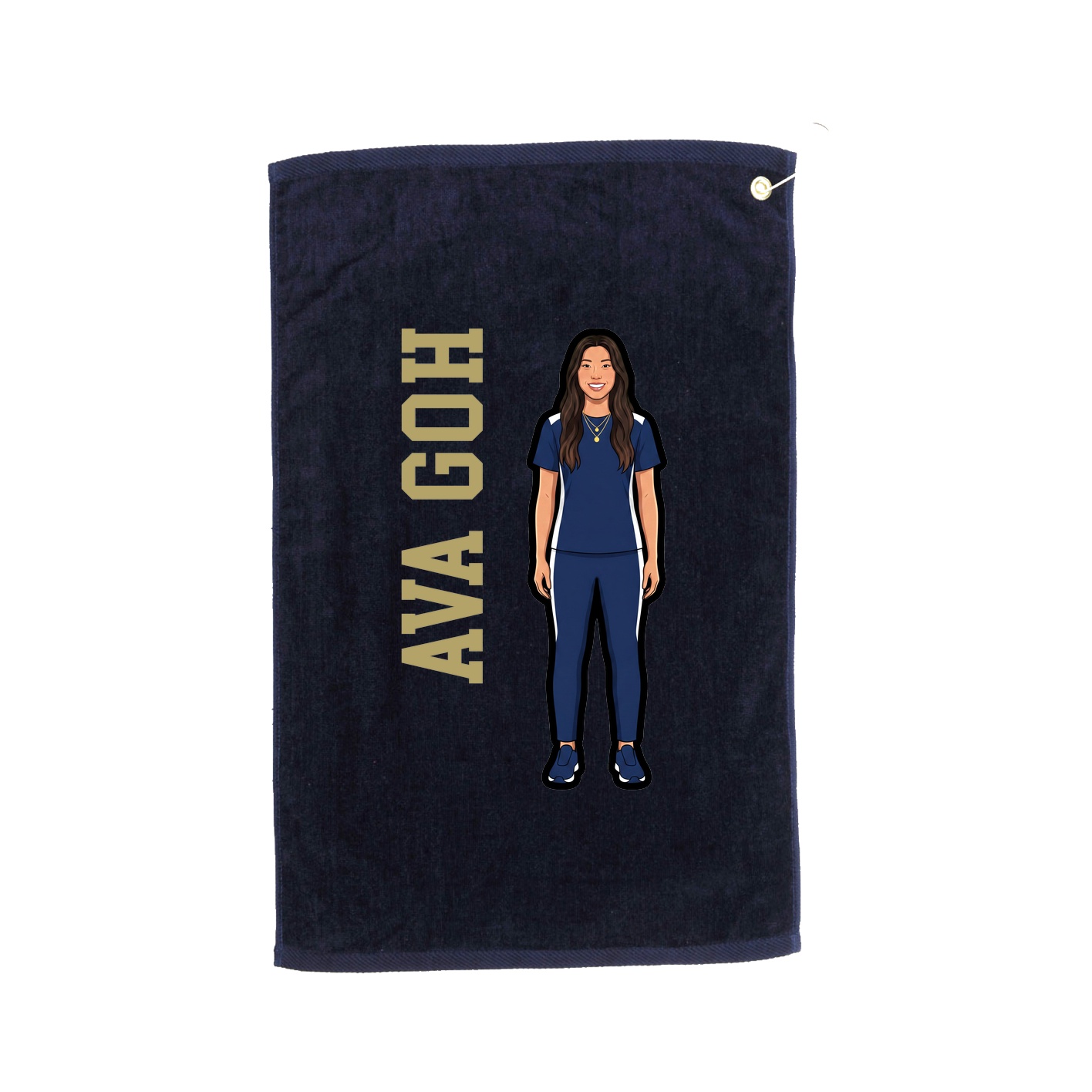 Golf Towel — Name Vertical in Navy