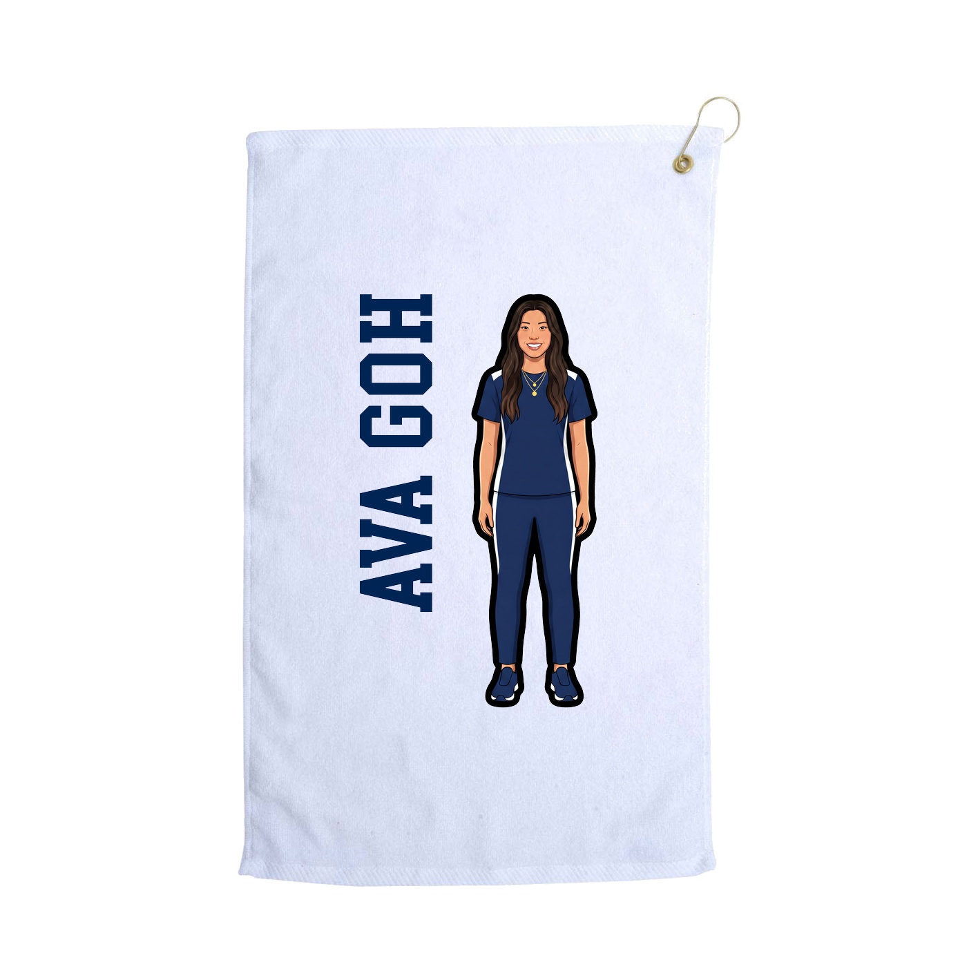Golf Towel — Name Vertical in White