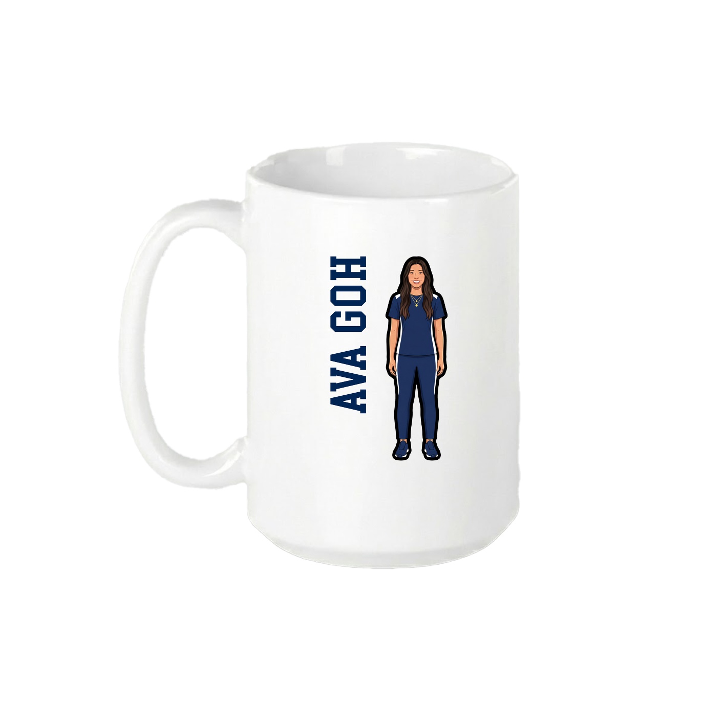 15oz Coffee Mug — Name Vertical in White