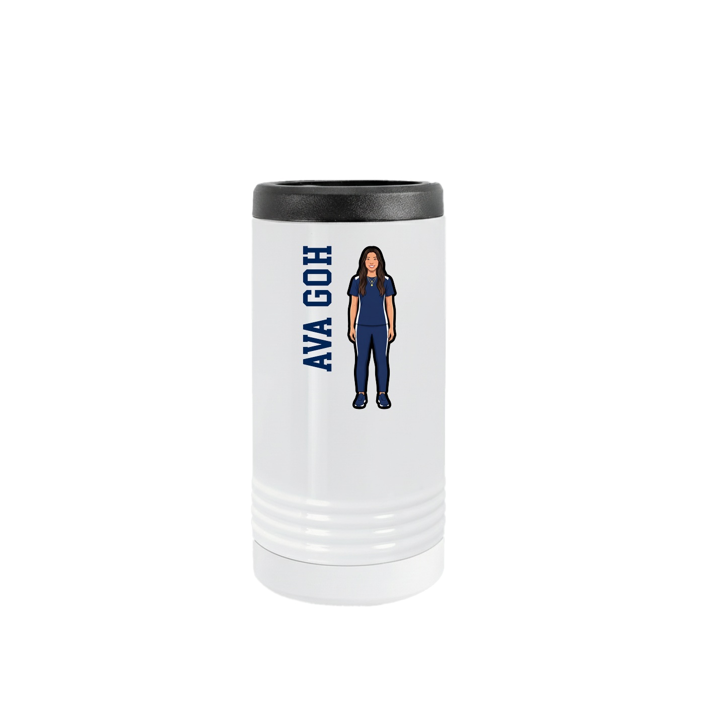 Slim Beverage Holder — Name Vertical in White