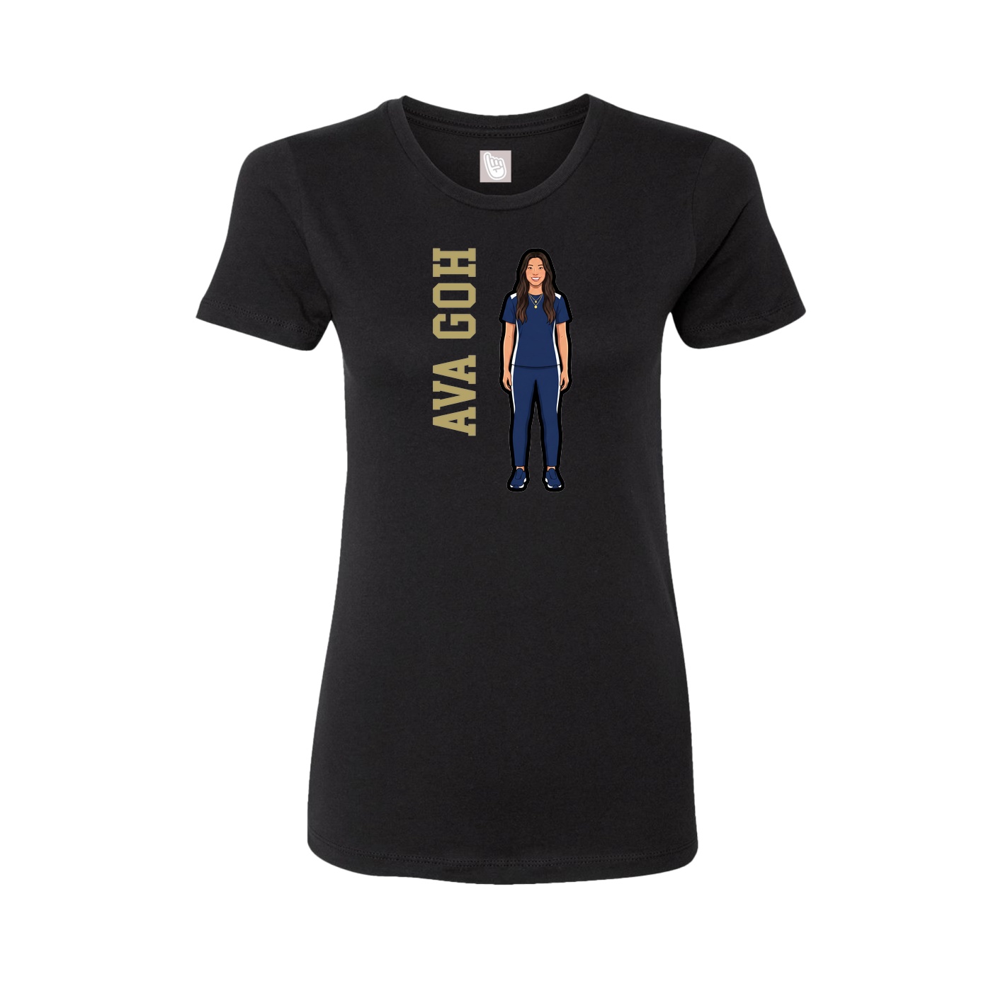 Womens Tee — Name Vertical in Black