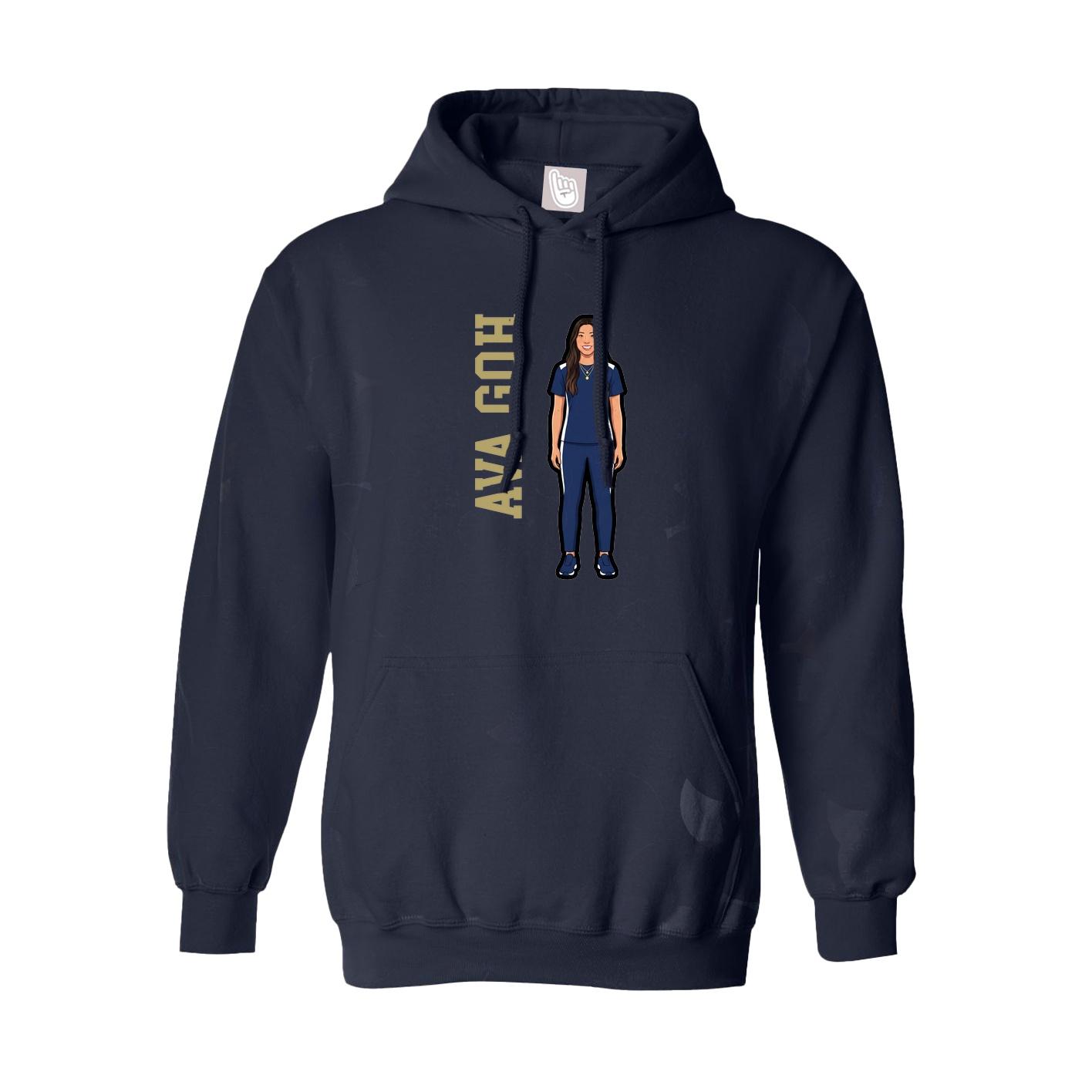 Youth Hoodie — Name Vertical in Navy