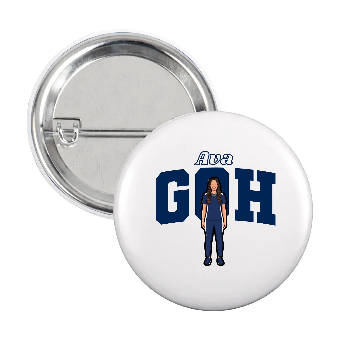 Game Day Button — Name Arch in White