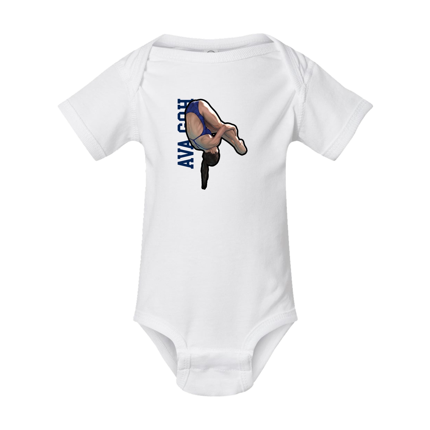 Baby Onesie — Name Vertical in White
