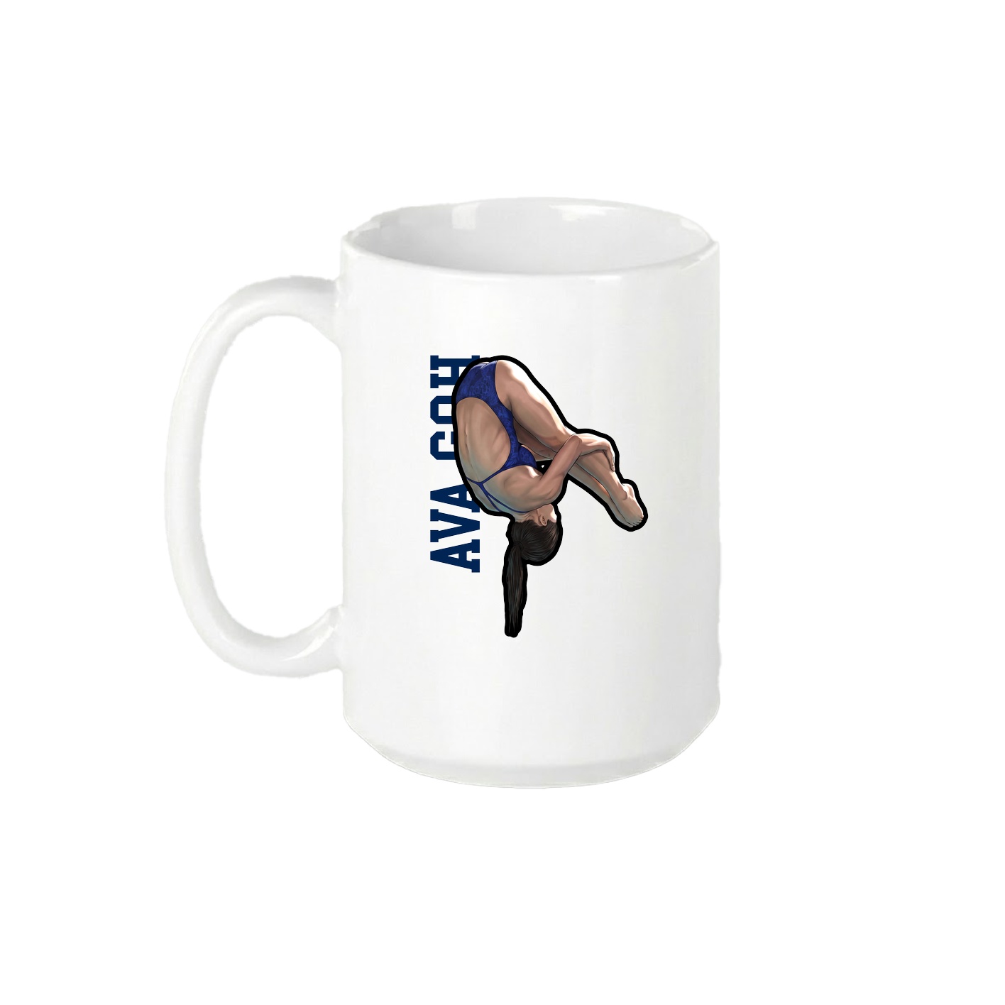 15oz Coffee Mug — Name Vertical in White