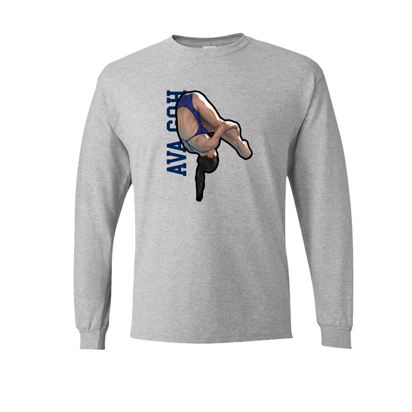 Long Sleeve Tee — Name Vertical in Grey