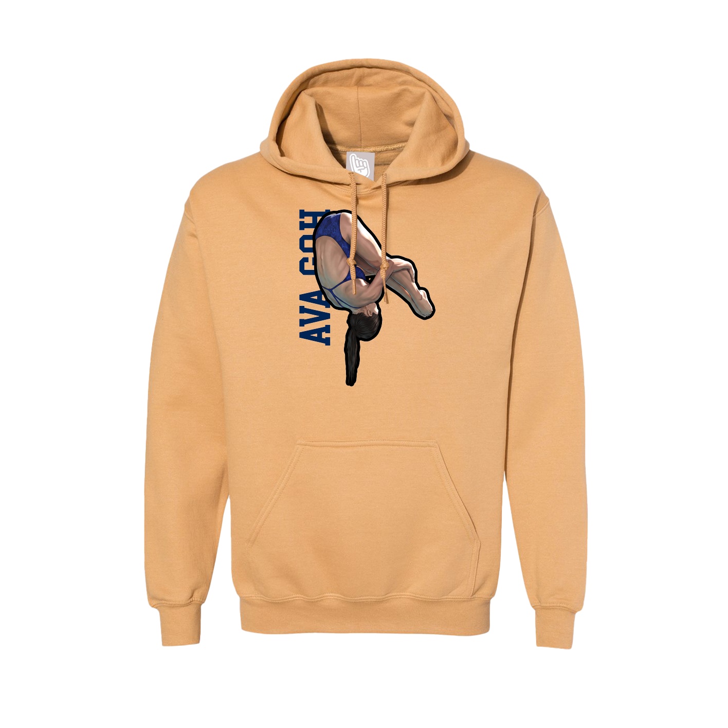 Hoodie — Name Vertical in Vegas Gold