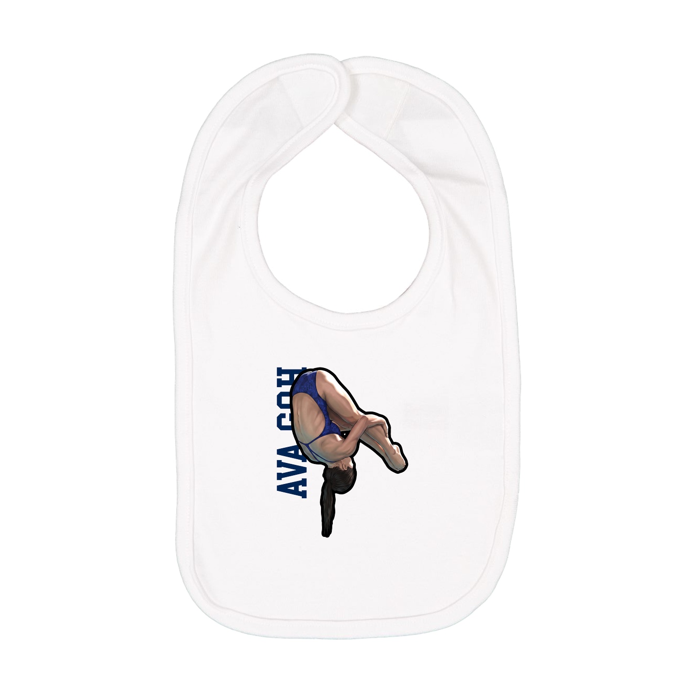 Infant Bib — Name Vertical in White