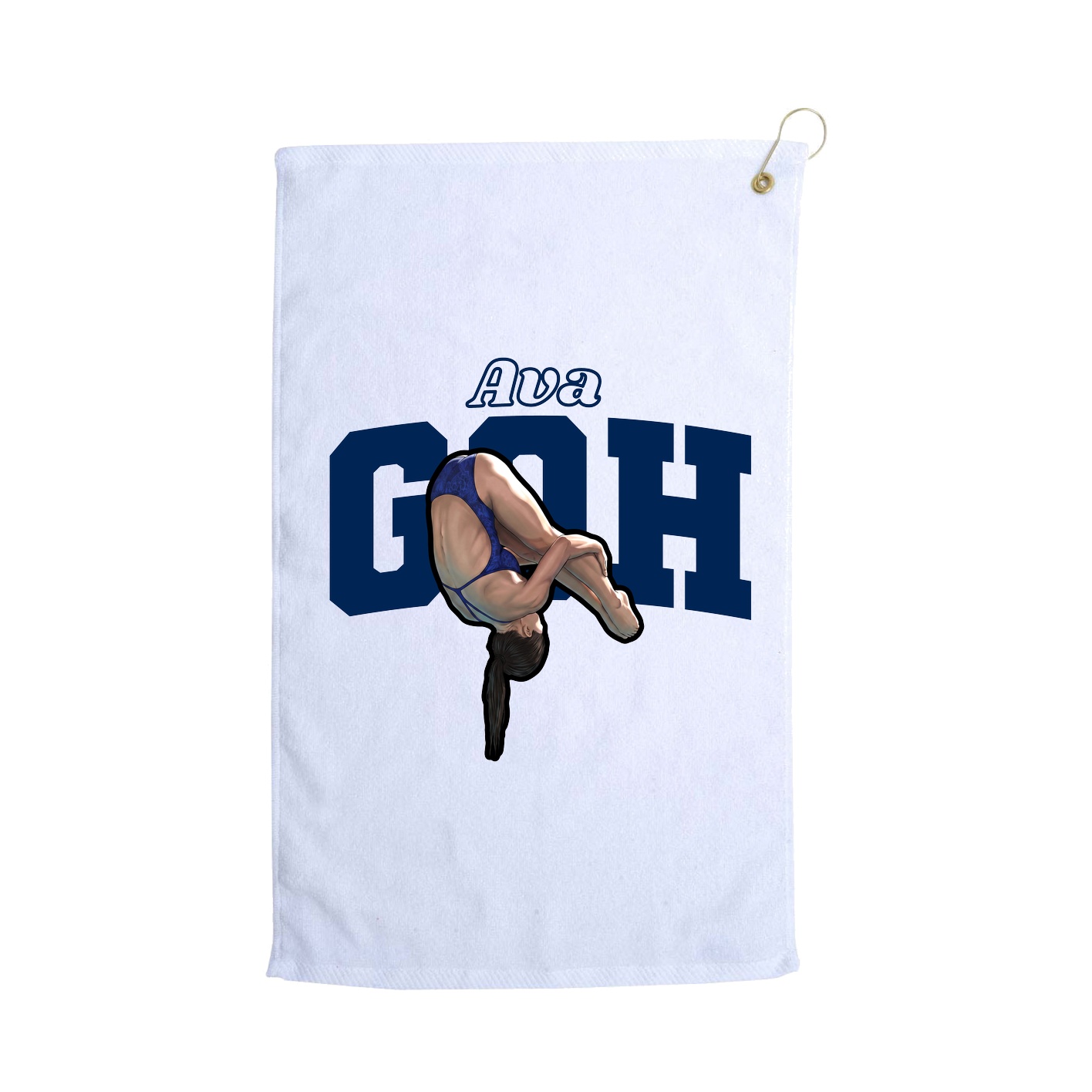 Golf Towel — Name Arch in White