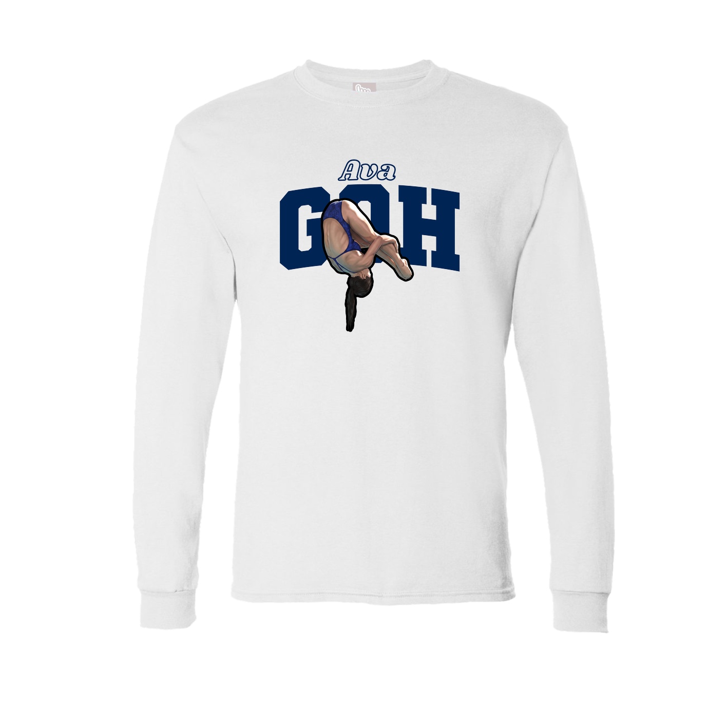 Long Sleeve Tee — Name Arch in White