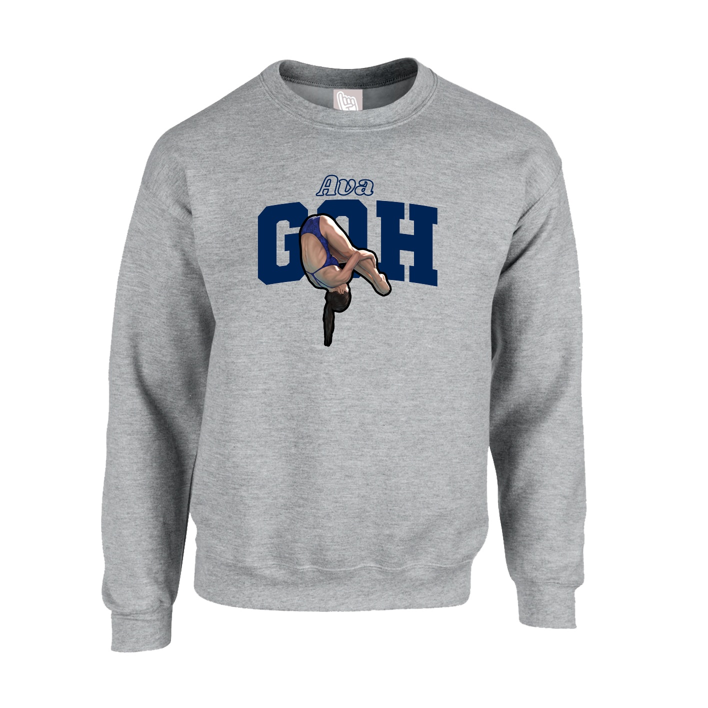 Fleece Crew — Name Arch in Grey