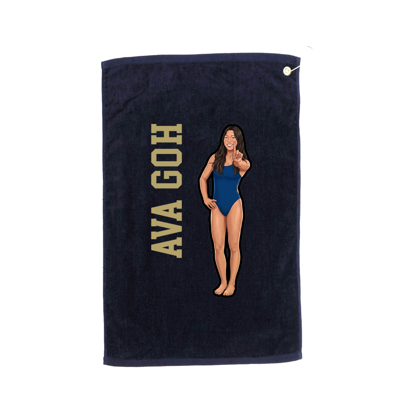 Golf Towel — Name Vertical in Navy