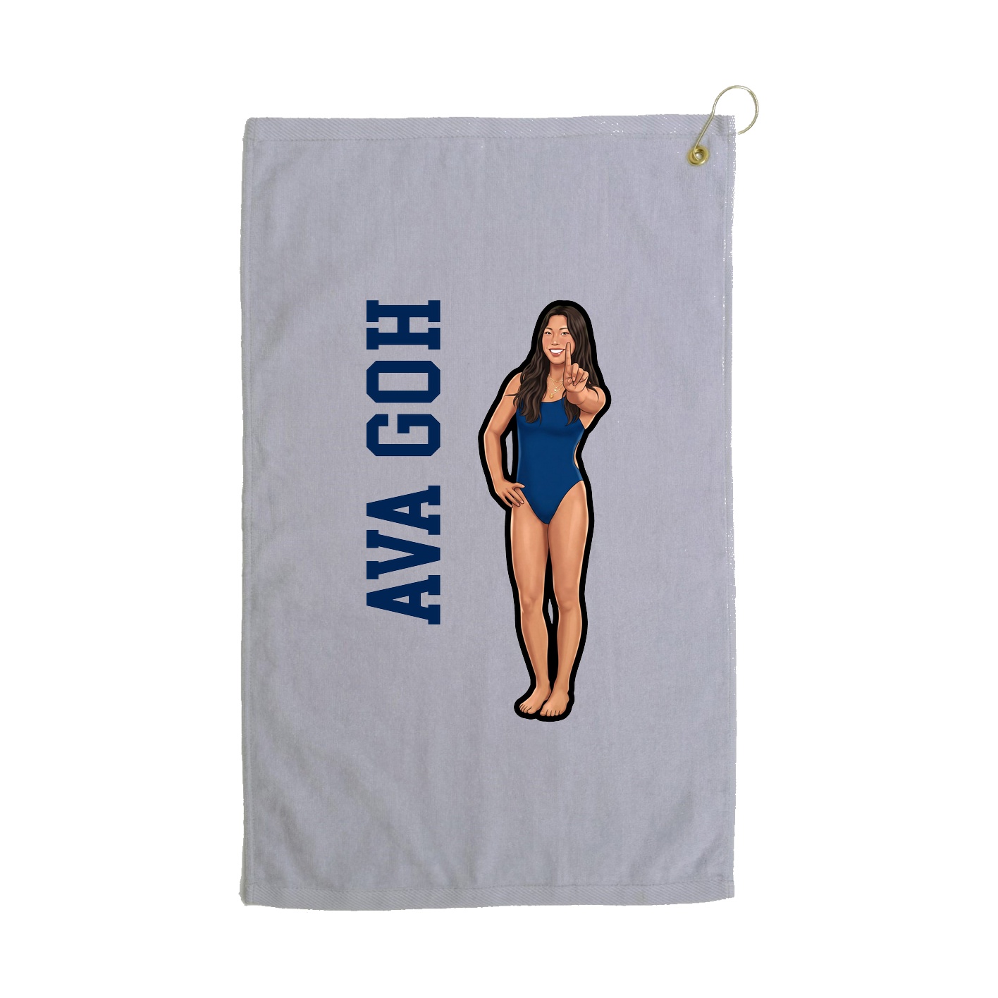 Golf Towel — Name Vertical in Grey