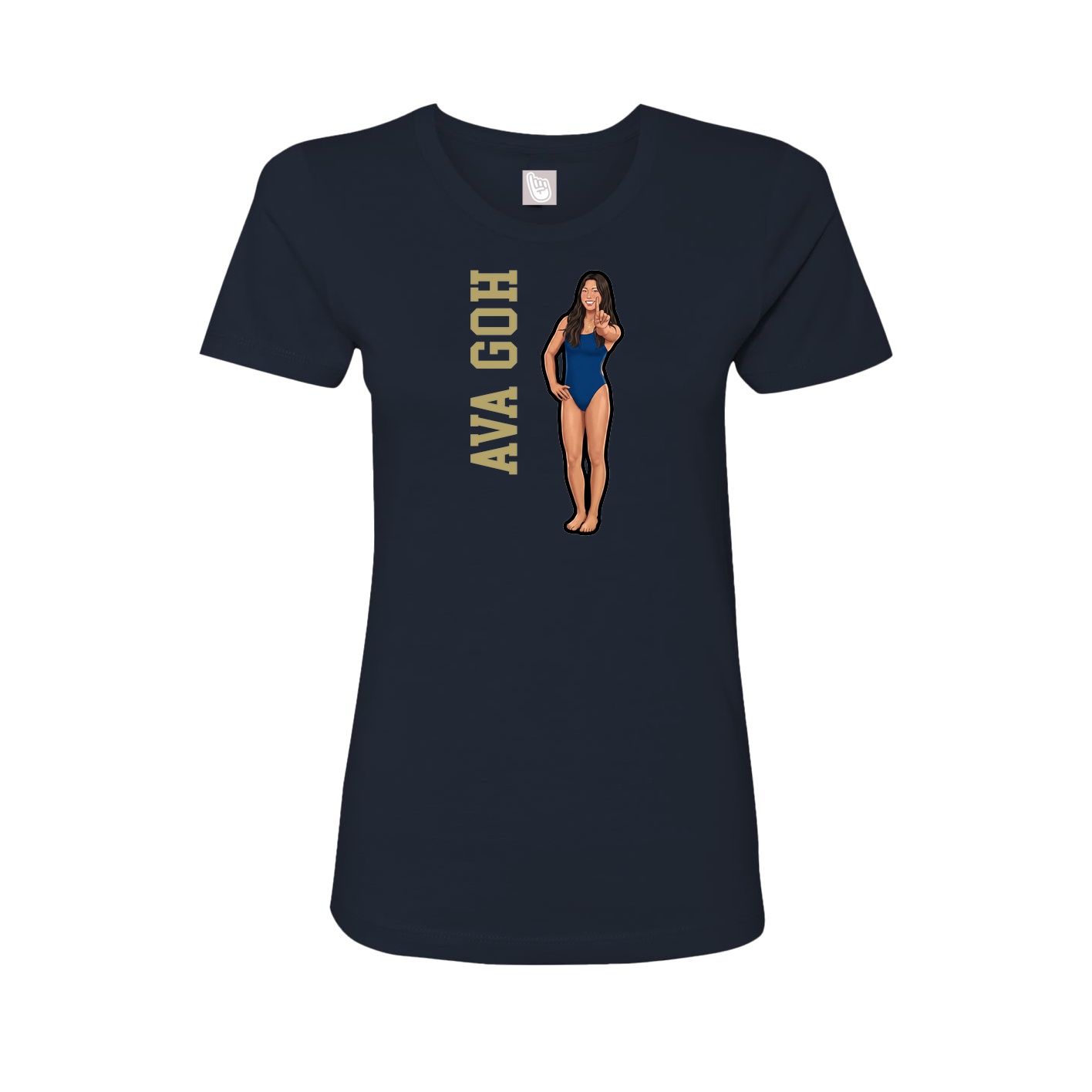Fitted Women's Tee — Name Vertical in Navy