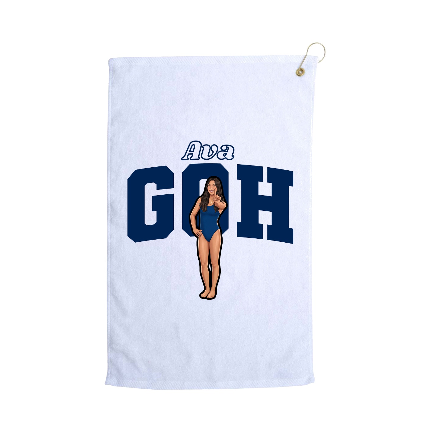 Golf Towel — Name Arch in White