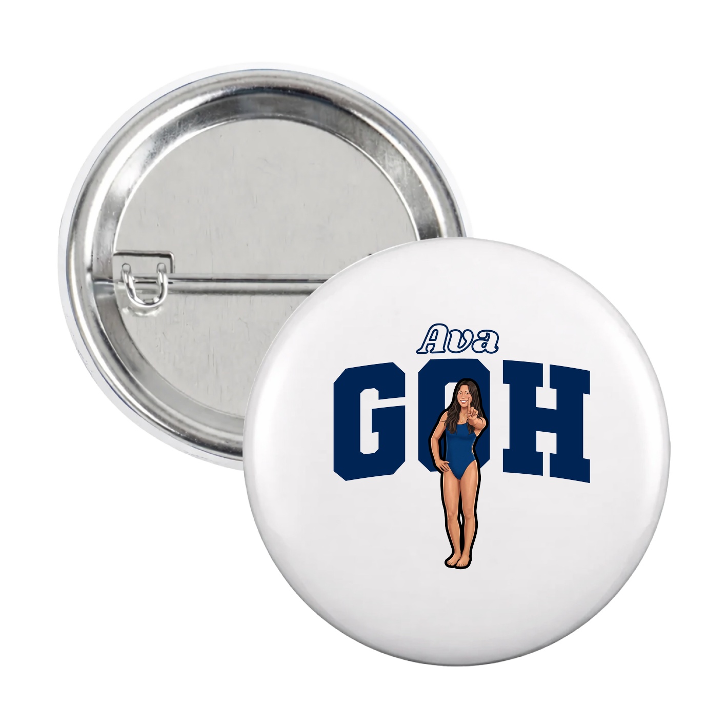 Game Day Button — Name Arch in White