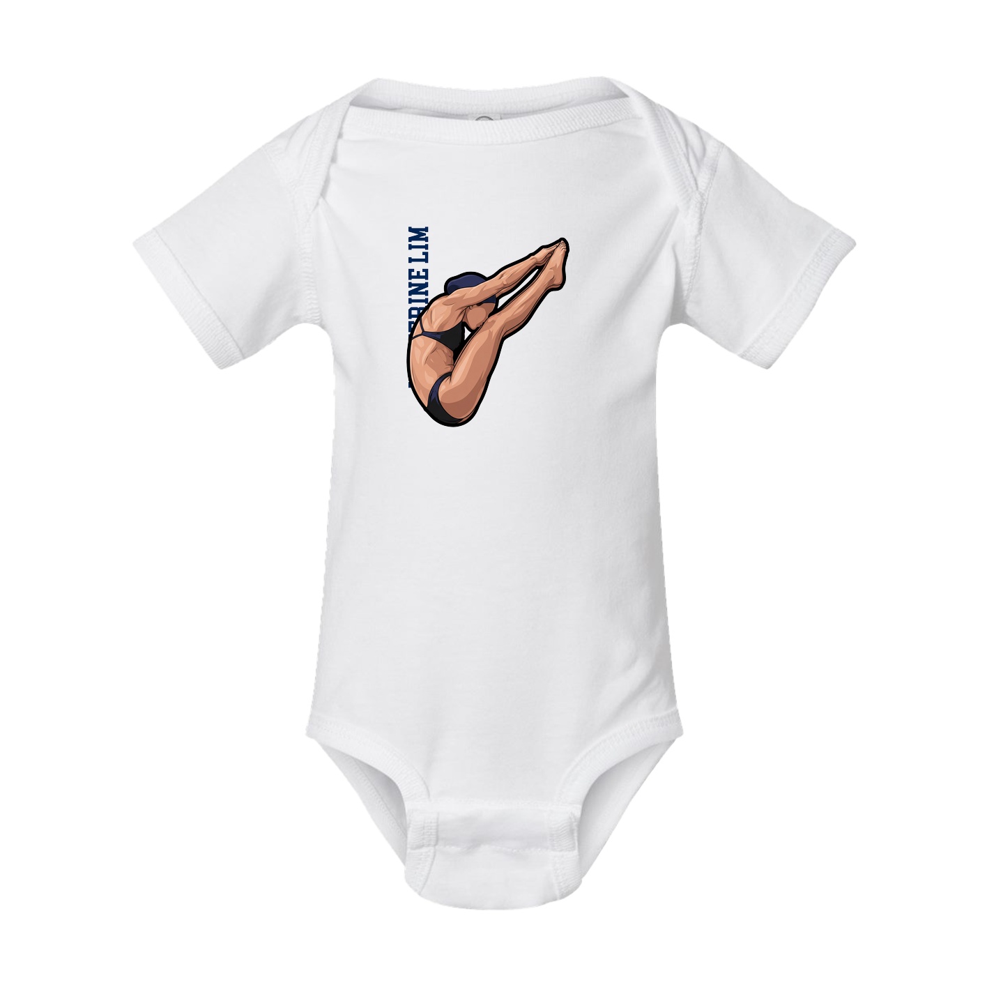 Baby Onesie — Name Vertical in White