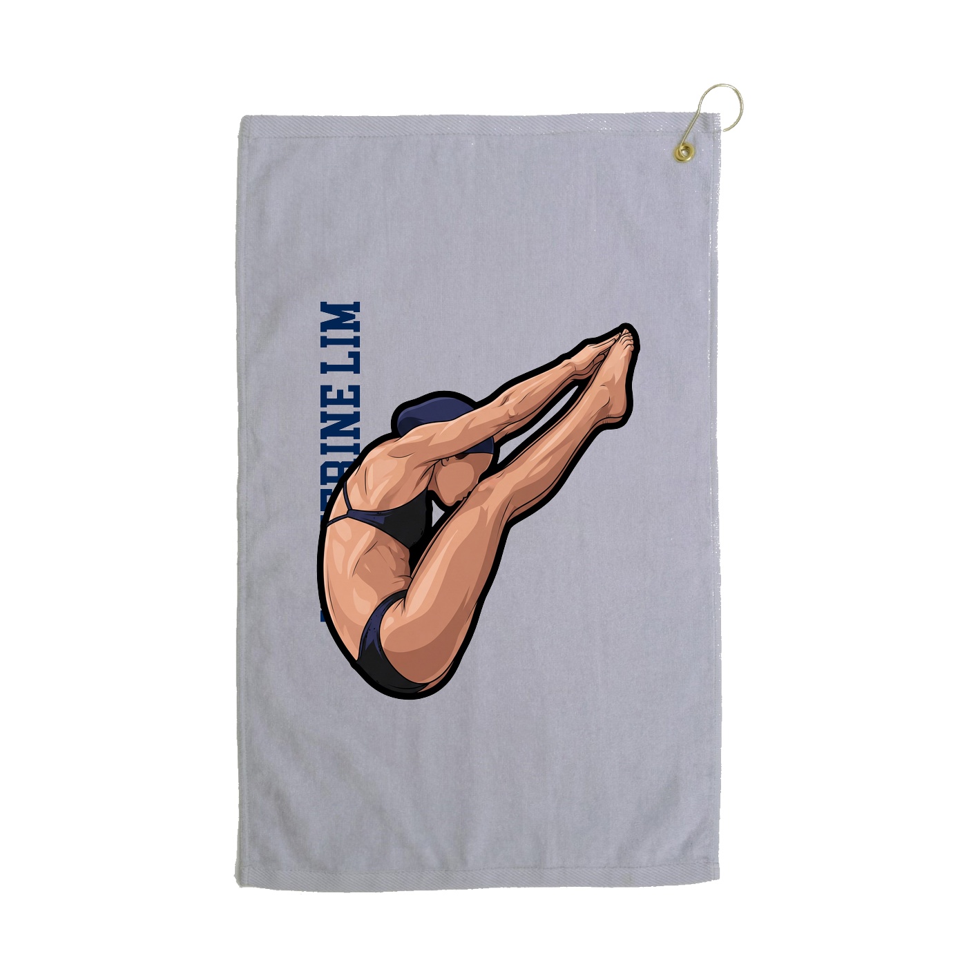 Golf Towel — Name Vertical in Grey