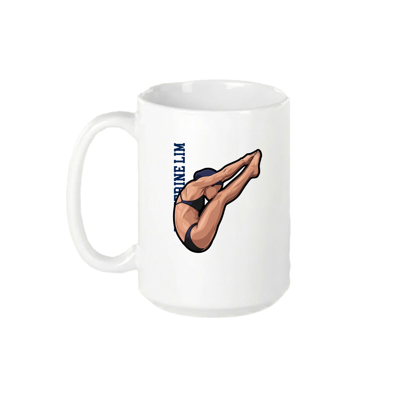 15oz Coffee Mug — Name Vertical in White
