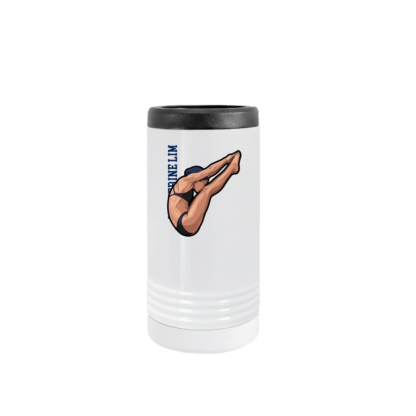 Slim Beverage Holder — Name Vertical in White