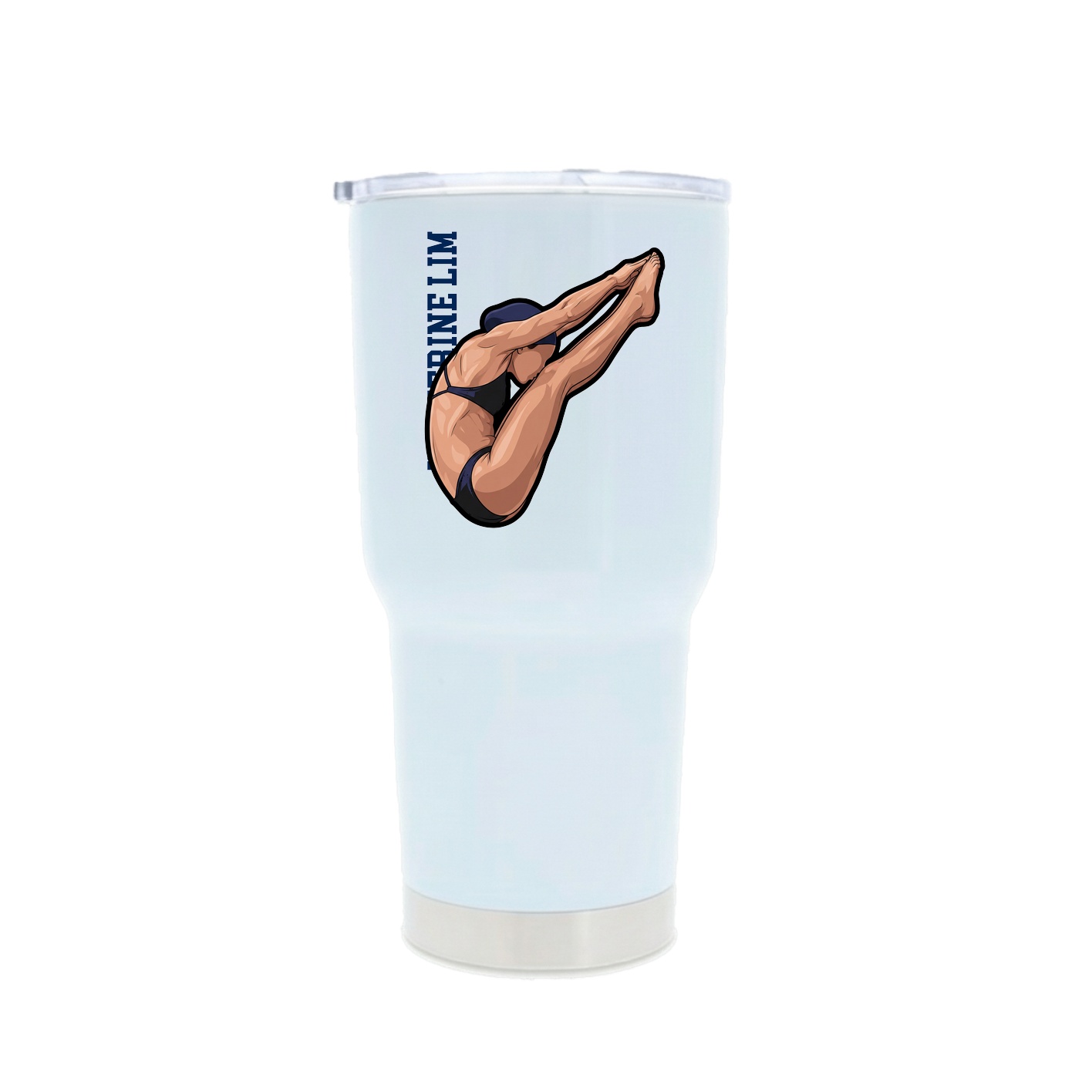 30oz Stainless Steel Tumbler — Name Vertical in White