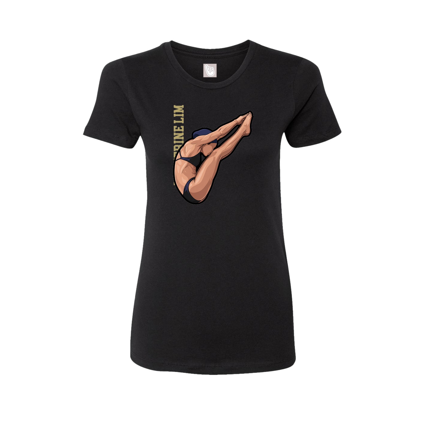 Fitted Women's Tee — Name Vertical in Black