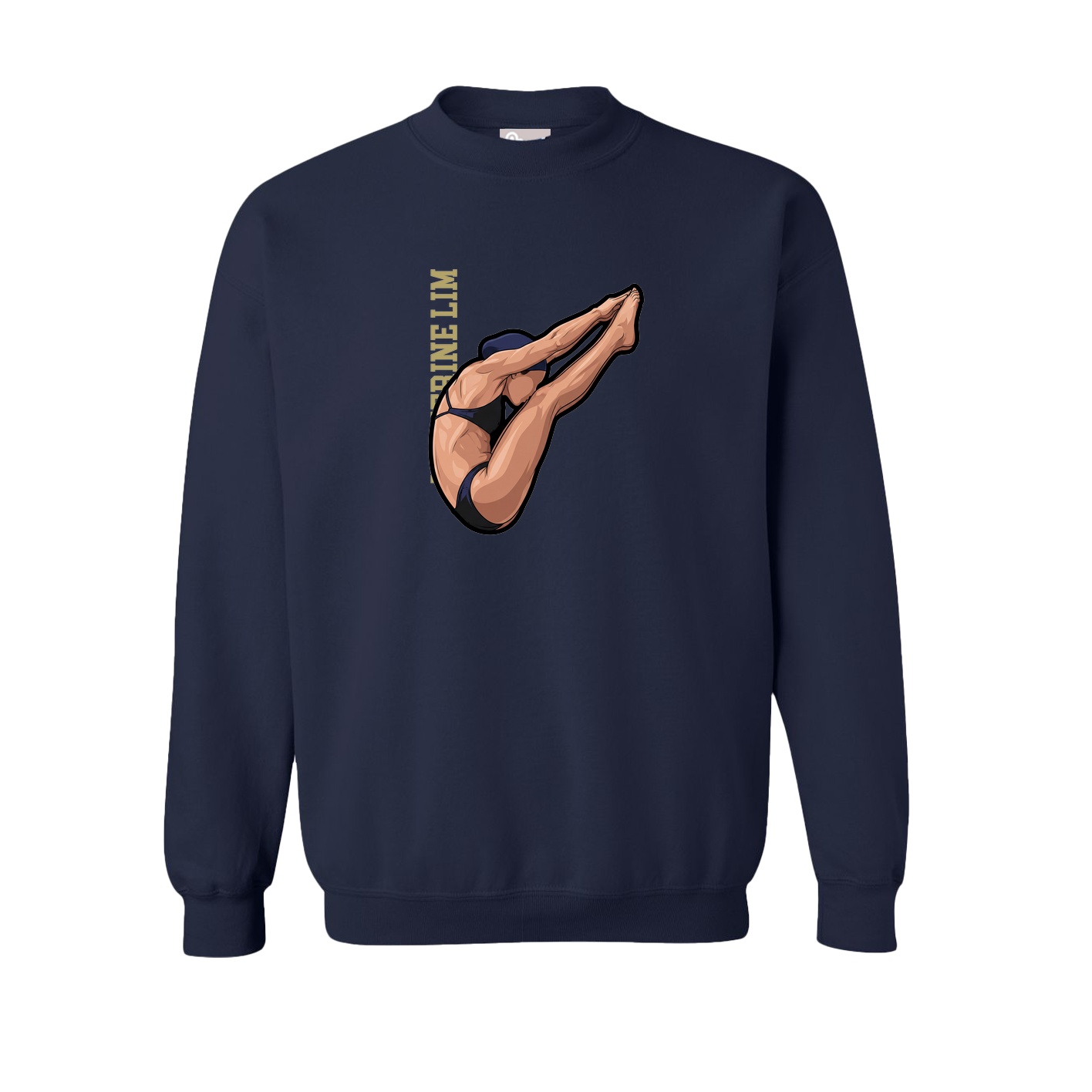Fleece Crew — Name Vertical in Navy