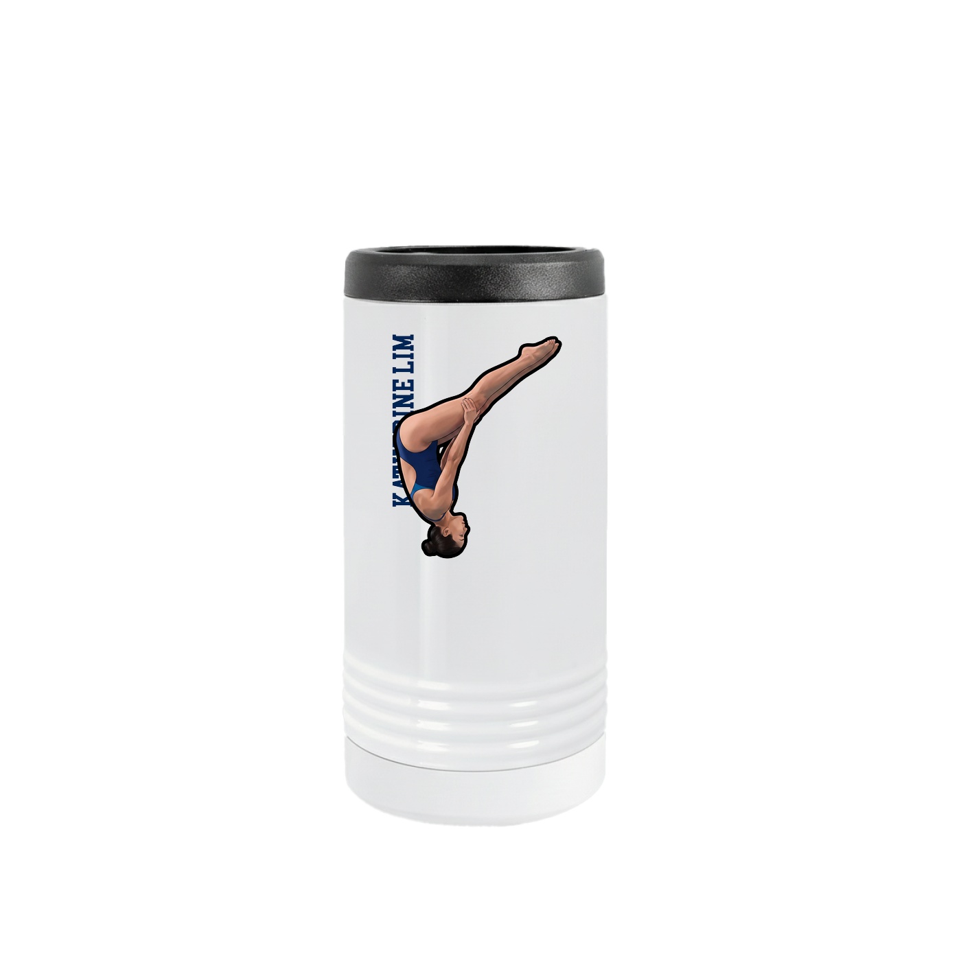 Slim Beverage Holder — Name Vertical in White