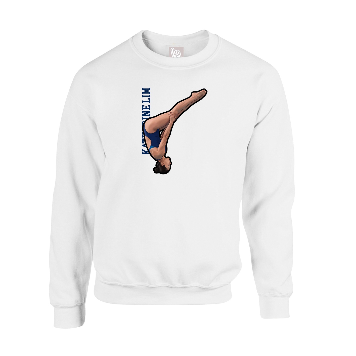 Fleece Crew — Name Vertical in White