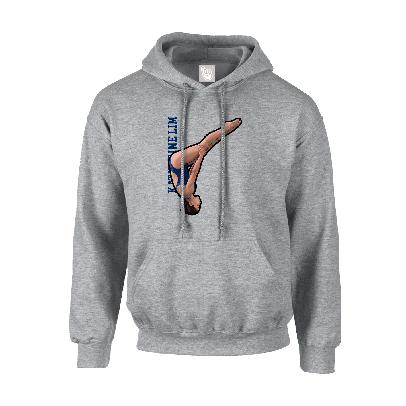 Youth Hoodie — Name Vertical in Grey