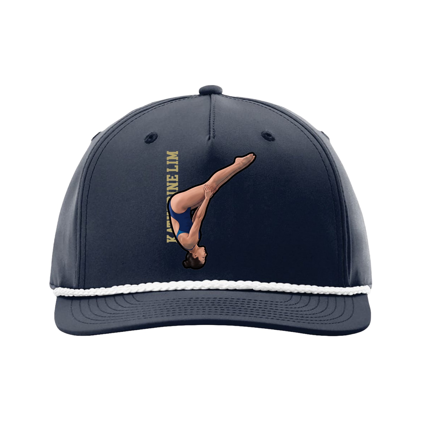Five-Panel Classic Rope Cap — Name Vertical in Navy