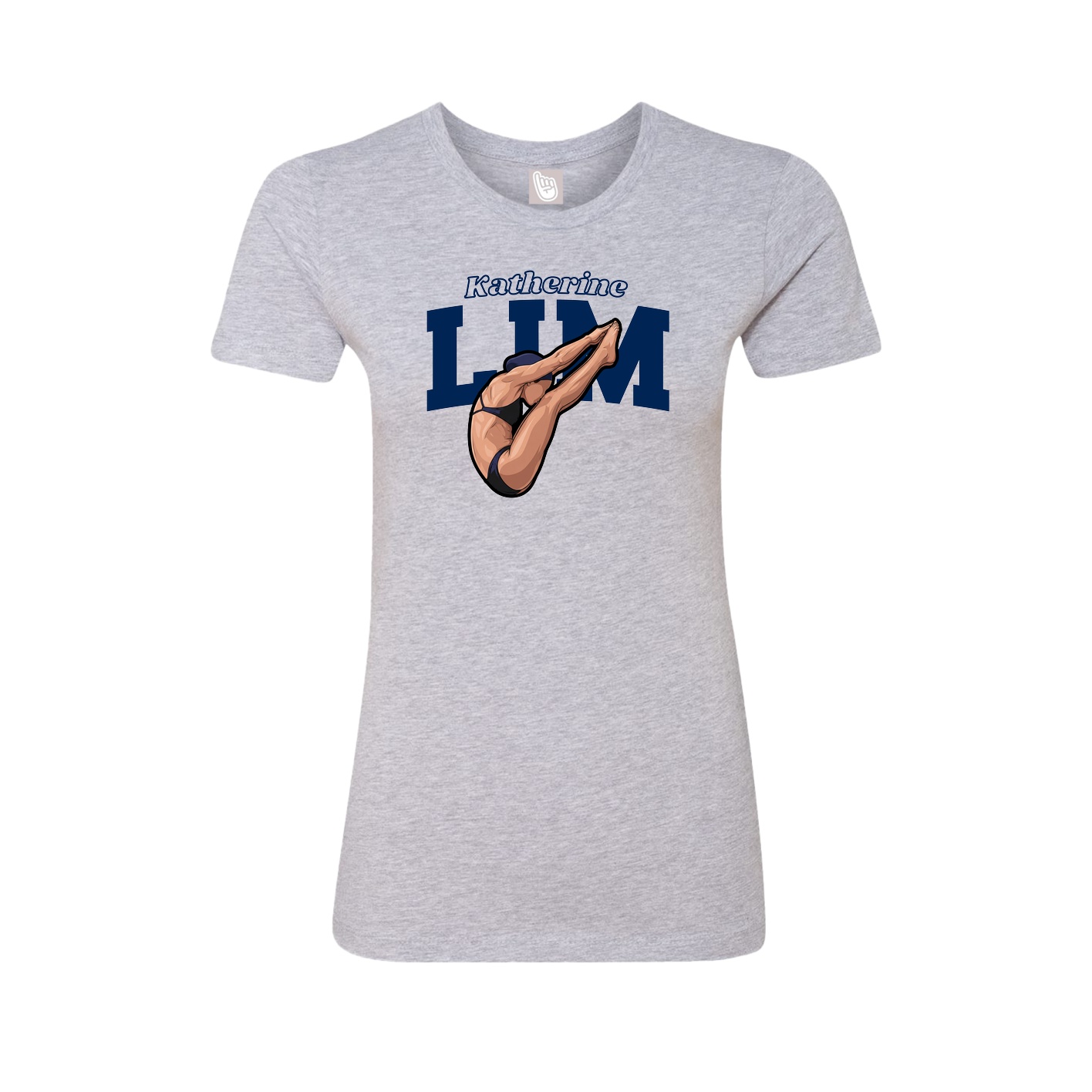 Fitted Women's Tee — Name Arch in Grey