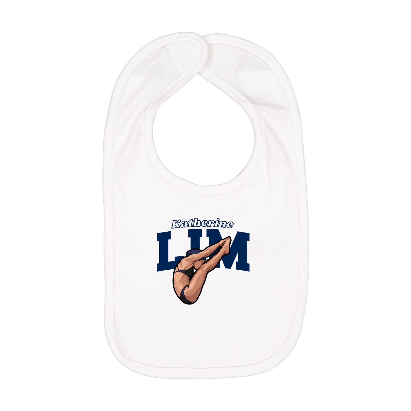 Infant Bib — Name Arch in White
