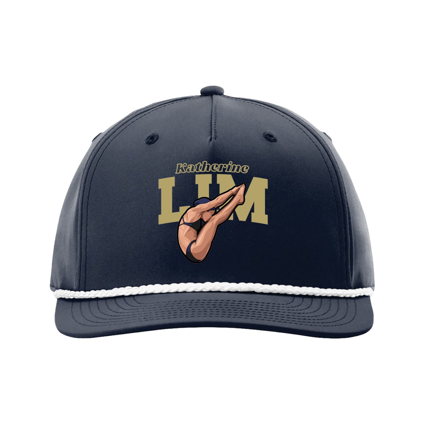Five-Panel Classic Rope Cap — Name Arch in Navy